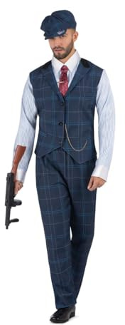 viving - Irish gangster kostym, skjorta med väst och kedja, slips med stift och byxor storlek S (1)