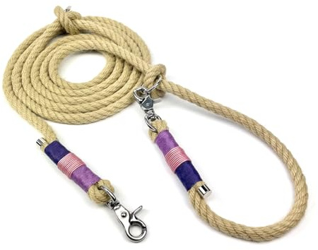 Hundeleine für große Hunde | extra stark bis 90 kg mit Premium Edelstahl Scheren-Karabiner | Angsthunde, aggressive Hunde | Führ-Leine & Schlepp-Leine | reißfest, verstellbar (Lavendel & Violet)