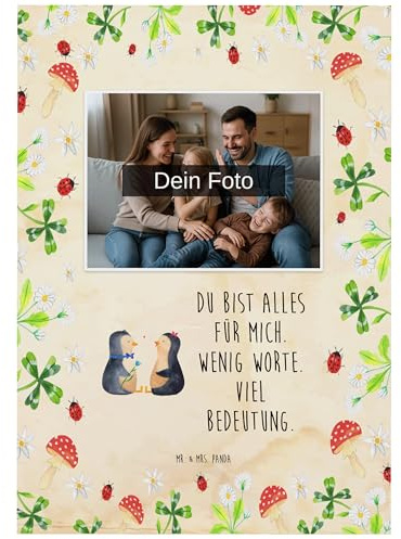 Mr. & Mrs. Panda Foto Postkarte Pinguin Pärchen - Geschenk, Hochzeitsgeschenk, Grußkarte, Hochzeit, Liebe, Fotokarte, mit, Fotopostkarte