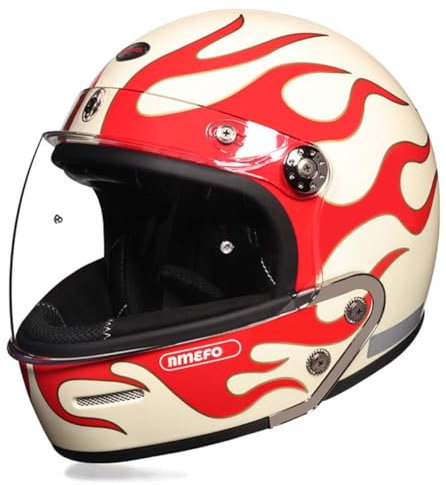 Casque De Moto Ouvert Vintage Moto Demi Casque Rétro avec Menton Amovible Casque De Motard Jet Vintage 3/4 Homologué ECE/Dot Universel Homme Femme Casque Mobylette Bols 7,M:57-58CM