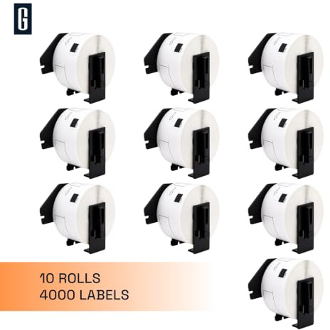 GROF DK-11208 Thermo Große Adressetiketten 38x90mm 10 Rollen 4000 Etiketten | Selbstklebende Etiketten, für Brother QL-500/570/700/800/810W/820NWB - Namensschilder, Barcode, Lager, Büro, Archiv, Regal