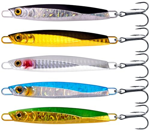 Dr.Fish Saltwater Fishing Jigs Jigging Spoon Lures Assorted Laser Color Surf Lures for Offshore Trolling Mackerel Bass Pollock Long Cast-Mixed-30g