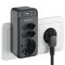 Ladron Enchufes Plano con USB C, 6 en 1 Enchufe Paredcon 1 USB y 2 USB C, Triple Ladrón Enchufe Multiple, Regleta Pared para Oficina, Cocina, Compatible con Móviles, Negro y Blanco