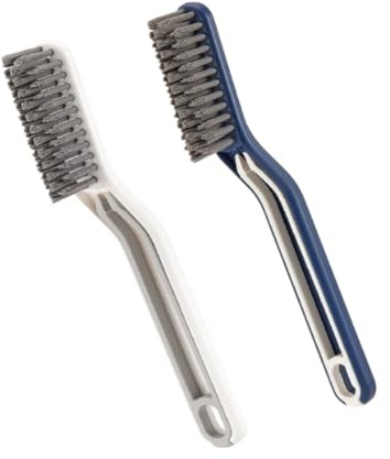 Hartborsten Ecken Reinigungsbürste, 2025 Neue 2-in-1 Multifunktionale Fugenreiniger Fugenreinigungsbürste mit Clip, Reinigungsbürste für Küche, Bad, Fenster, Badewanne, Spüle, Fenster (Blau+Weiß)