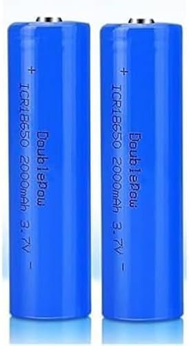 [2000mAh] Batteries Rechargeables libérées 2 pièces Batterie au Rechargeable Pleine capacité Batterie Rechargeable Rechargeable à tête Pointue Durable pour Lampe de Poche à LED, Bleu.