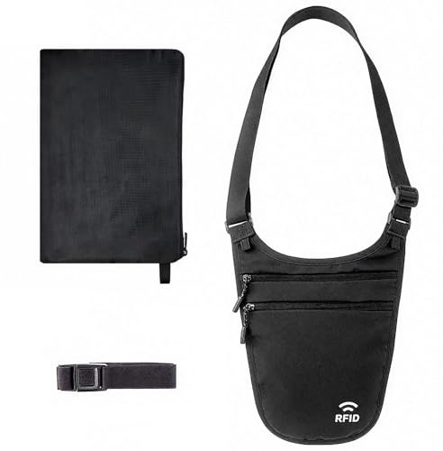 Travel Money Belt Under Clothes,RFID Passport Wallet, Hidden Money Belt for Travel Women Men, Secure Wallet to Protect Cash, Credit Cards