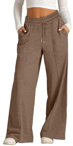 Pantalones deportivos de pierna ancha para niñas con cordón de ajuste, cintura alta, color liso, con bolsillos, para correr, ciclismo, pierna recta, holgados, para la escuela, de gran tamaño