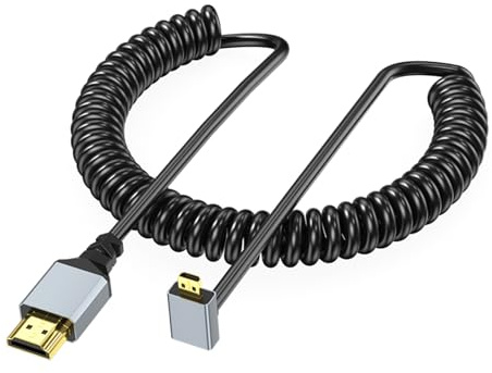 Geavonyg Cable En HDTV 4K Adaptador Macho A Macho Ángulo Recto De 90 Grados De Resorte 4k 60HZ 2160P/1080P/720P HDTV para Cámara