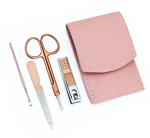 JINGYAN Cortaúñas Conjunto de manicura Conjuntos pedicura Clipper Uñas Acero inoxidable Tallas Profesionales Herramientas cortador uñas con kit estuche viaje(Gold)