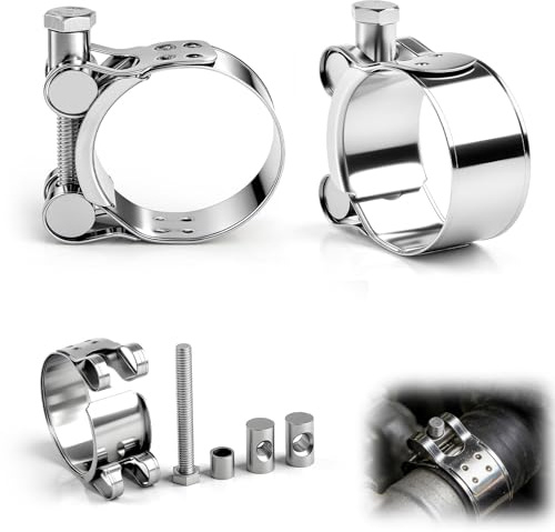 jwtyu Colliers de serrage en acier inoxydable lot de 8 pièces colliers à boulon articulé colliers de serrage pour tuyaux de 20 à 22 mm adaptés aux tuyaux d'échappement et aux tuyaux d'eau de motos