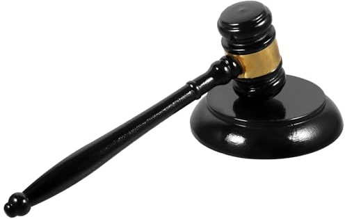 Gogogmee Wooden Judge Gavel with Black Base, Solid Wood Auction Hammer Set for Meetings and Role Play, Lawyer Hammer for Early Development and Activity