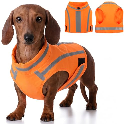 KONVINIT Hunde Warnweste Hund Sicherheitsweste mit Reflektierenden Hundeweste Sicherheitsweste für Hunde zur Jagd Reflektorweste Hund für mehr Sicherheit mit Klettverschluss, Neon-Gelb，S
