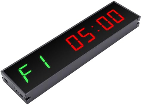 Alomejor Minuteur de Gymnastique Professionnel, 6 Modes de Minuterie de Fitness avec Durées Personnalisables pour HIIT Tabata EMOM, écran LED Haute luminosité avec 5 Niveaux de Réglage, (Prise UE)