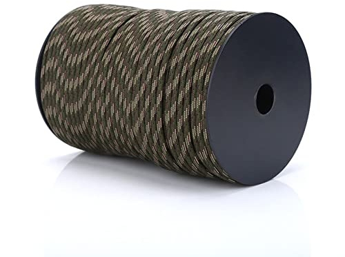 100M Paracord Schnur, Multifunktion Paracord Rolle Seil Flechtleine 9 Strang 240kg / 529lb Fallschirm Schnur Armband Schlüsselanhänger Schnüre Zeltseil (Jungle Camouflage)
