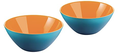 Guzzini My Fusion - Set di 2 Ciotole in Acrilico Resistente Senza Bpa, Diametro 4-3/4', Ottimi per Dessert, Soups e Side, Blu, Arancione