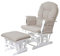 Relaxsessel HWC-C76, Schaukelstuhl Sessel Schwingstuhl mit Hocker - Stoff/Textil, Creme, Gestell weiß