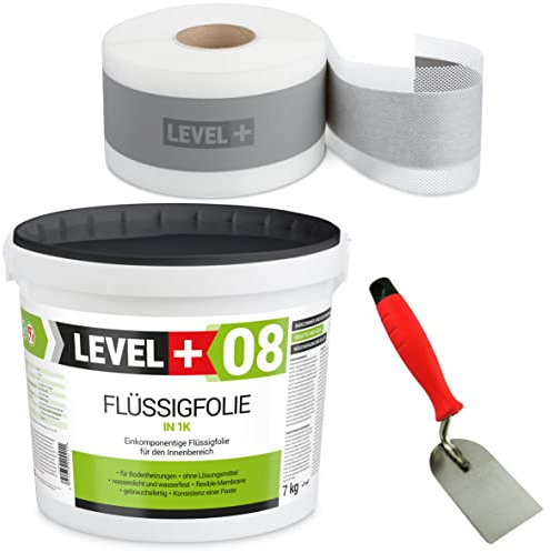 Dichtset Bandset 7 Kg Flüssigfolie 5m Dichtband, Spachtelkelle 60mm 1 Stk. Abdichtung Bandset Dusche Bad SET02