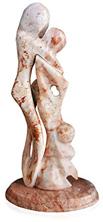 CBAM Scultura Stilizzata da Tavolo Coppia in Marmo Naturale Rosa Idea Regalo Pink Natural Italian Marble Love Sculpture Gift h.16,5cm