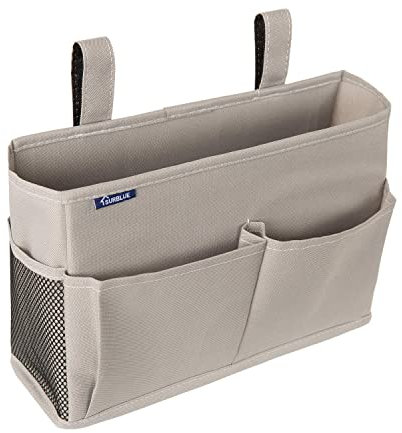 Surblue Bedside Caddy Organizador de Cama Colgante Bolsa de Almacenamiento 4 bolsillos y 2 ganchos Pequeño-Gris