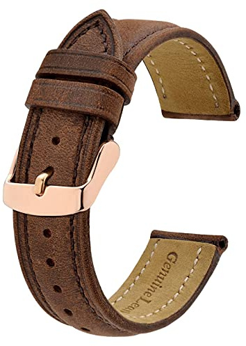 BISONSTRAP Vintage Uhrenarmbänder mit Gold/Roségold Schnalle, Leder Ersatzband 18mm 20mm 22mm