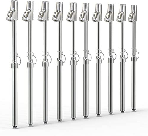 MEANLIN MEASURE Silver Double Straight Type Tire Pressure Gauge，Dual Head Air Pressure Gauge 10Pcs，Pressure Range 10-150 Psi(Suitable for Trucks, etc.