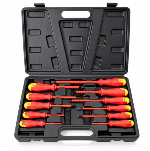 Bituxx 11 tlg. isoliertes Elektro Schraubendreher Set Kreuz Schlitz Schraubenzieher isoliert Magnetisch CrV Stahl PH