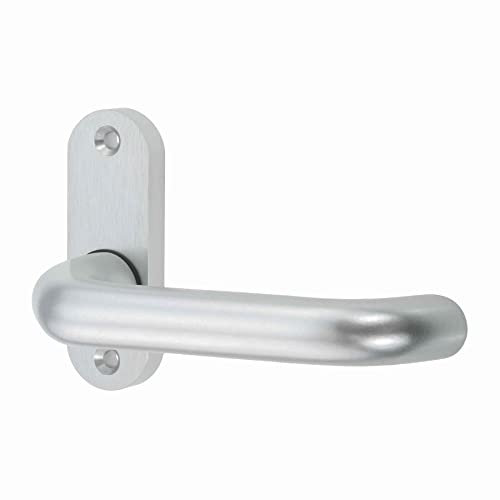 INTRA-TEC Torgriff Türgriff für Schlosskästen, Rosette Alu massiv abgerundet, Befestigungslochabstand 67 mm