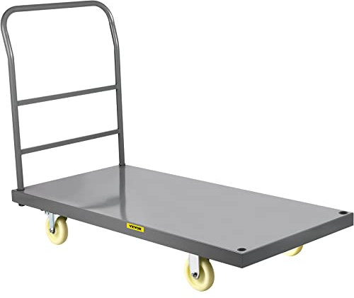 VEVOR Plattformwagen 907 kg Tragkraft Transportwagen, 125 mm Rollendurchmesser Lagerwagen, Ladefläche 1200 x 610 mm Lastenwagen Klappbar, Paketwagen mit Antirutschbeschichtung, Transportkarre Metall