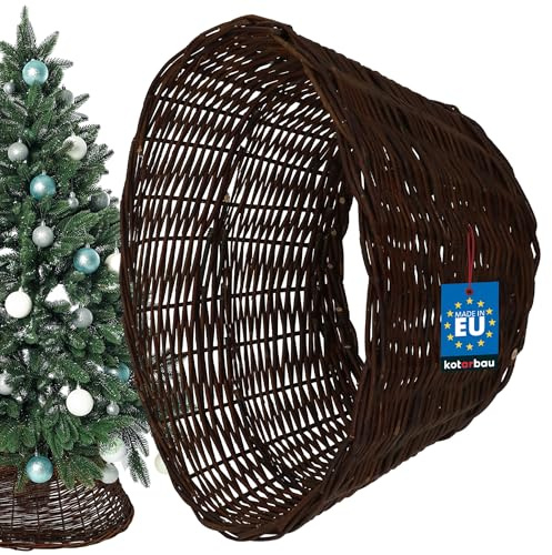 KOTARBAU® Weihnachtsbaum Rock aus Weide Ø 40 cm Weihnachtsbaumkorb Weihnachtsbaumständer Hülle Deko Tannenbaumständer Standfuß Dunkel Braun Christbaumständer aus Rattan Natur