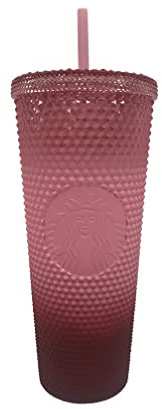 Starbucks Tumbler rosa con borchie di pendenza Autunno Inverno Vacanze 2022 (24 Oz - Venti)