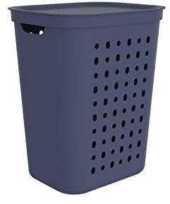 Jona Wäschesammler 55l mit Deckel, Kunststoff (PP recycelt), 55l (43.2 x 35.5 x 53.3 cm) (Blau)