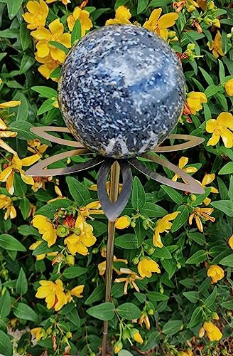 Jürgen Bocker Garten-Ambiente Blütenzauber Paris Rosenkugel 10 cm Edelstahl Gartenstecker Deko mit Stab 80 cm (anthrazit)