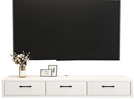 JUNNIU Floating Tv Stand Wall Mounted Media Console Entertainment Gaming Storage Shelf Rack Cabinet Unit with 3 Door Homeniture/D/120Cm Decoration