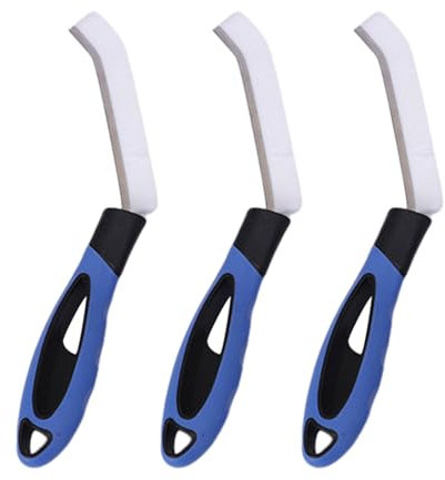 Kripyery Spazzola per Pulizia Fessure 3 Pezzi Design Foro sospeso Pulitore per fughe Giunto Profondo per Piastrelle Strumento Completo Maniglia ergonomica Scanalatura della Finestra Ultra-fine Blu 3p