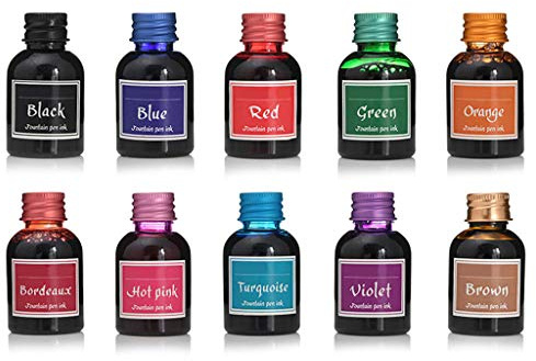 BYUTFA Tinta para caligrafía, 10 Colores, Juego de Tinta para Pluma de inmersión, Botellas de Tinta para Dibujo y Escritura artística, 30ml para Hacer Pintura en Vasos de Arte de Resina