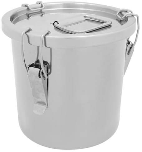 PRETYZOOM Stainless Steel Sealed Bucket with Carry Handle for Grease and Cereal Storage Multifunctional Container for Kitchen and Household Use