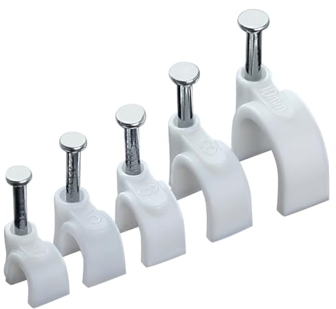 GOLD REH 500pcs Kabelclips mit Stahlnägeln Weiß 4mm 5mm 6mm 8mm 10mm Runddrahtclips Drahtclips Kabelclips Kabelclips Ethernet-Kabelclips Kabeldrahtclips Koax Kabelclips Kabelkabelclips Kabelkabelclips