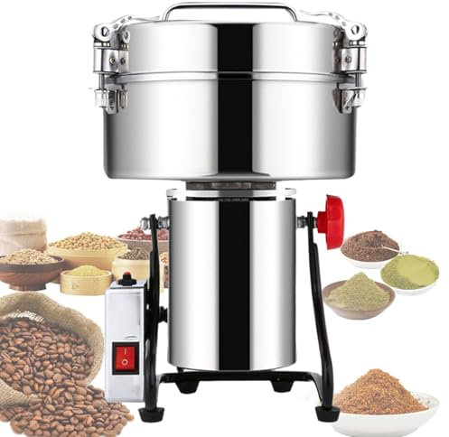 Hydravex Electric Grain Mill Commercial Grinder Spice Grinder Flour Mill Wheat Cereals Herb Pulverizer, 4500g High Speed Dry Spice Grinder Machine Stainless Steel Swing Type Pulverizer Machine