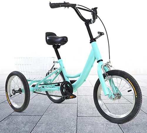 Tenddya 14 Zoll Kinderfahrrad, 3 Räder Dreirad Kinderfahrräder Für Jungen/Mädchen, Dreirad mit Korb für Fahrradwege und Verschiedene Straßen Geeignet, Fahrrad Bike Für Kinder