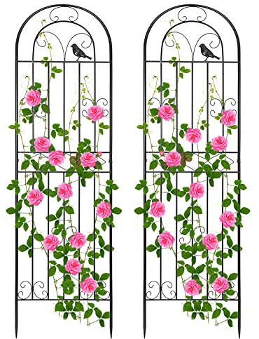 OUUTMEE Lot de 2 Treillis de Jardin en Métal, 180 x 50CM, Treillis pour Plantes Grimpantes, Clôture Décorative pour Plantes Grimpantes Extérieur