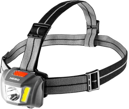 NEBO Einstein 250 lúmenes - linterna con inclinación ajustable, múltiples modos de luz y diadema cómoda - Accesorios para acampar y caminar - Faro para correr al aire libre y deportes