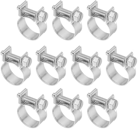 PATIKIL 10 Pcs 15-17mm Mini Fuel Injection Hose Clamps Stainless Steel Adjustable Clamp