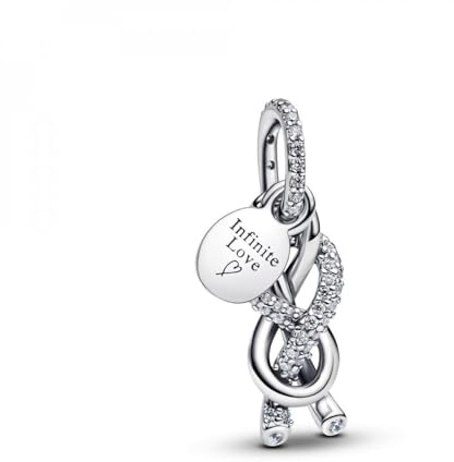 PANDORA Moments Pavé Unendlichkeitsknoten Charm-Anhänger aus Sterling Silber mit Zirkonia, Kompatibel Me und Moments Armbändern, 793780C01