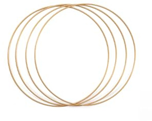 Vaessen Creative Metallringar Ø 20 cm x 3 mm i Färgen Guld - 4 Stålringar Cirkel - Dekoringar i Metall för Pyssel, Torkade Blommor, Makramé, Drömfångare, Mobiler och Väggdekoration