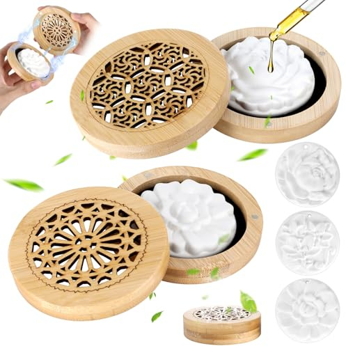 3 Pezzi Diffusore di Oli Essenziali Pietra, Piccolo Pietra Profumata Diffusore Olio, Diffusore di Oli Essenziali Con 2 Scatola di Profumo di Legno per Camera da Letto, Bagno, Ufficio