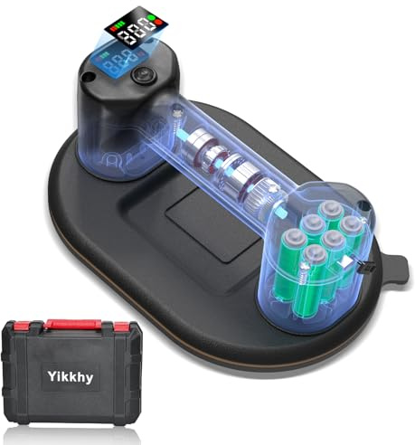 Ventouse à Batterie, Ventouse électrique Professionnelle 24cm - 2 Moteurs, 300kg Aspiration, 4000mAh (10h) - Pour Carrelage, Vitre, Marbre - LCD & Manomètre - Sans fil