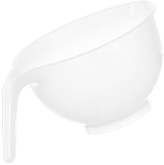 lasenersm 1 Piece Hair Color Bowl Plastic Hair Dye Bowls Hair Color Mixing Bowl Round Applicator Bowls Hair Dyeing Coloring Tool with Handle for Home Salon(White, 1000ml)