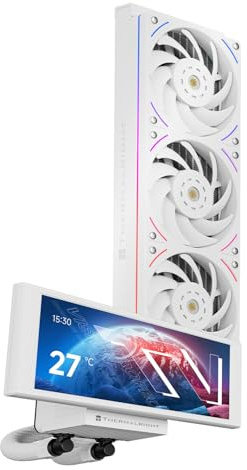 Thermalright Trofeo Vision 360 ARGB White CPU Liquid Cooler,6.86-inch Full Colour LCD Display with 1280x480 Resolutions,for AM4/AM5,Intel LGA1851/1700,Magnetic Panel Screen,DIY Dynamic/Static Images