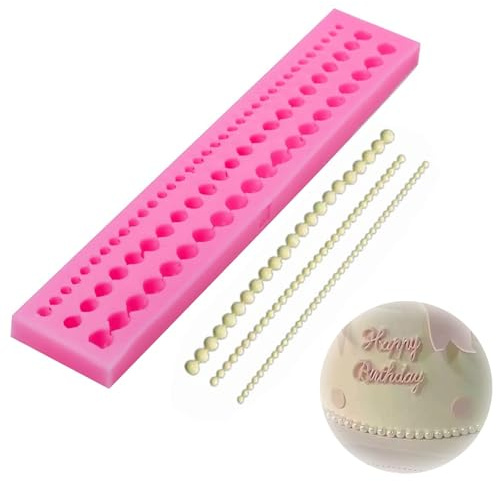 VBSYUYQ 3D Pearl Chain Silicone Mold for Cake Decorating Baking DIY | 1 piece 3d pearl chain silicone fondant mold, for cake chocolate candy decorating baking diy craft reusable accessory