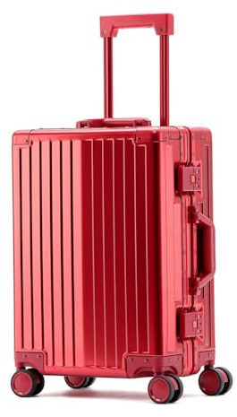 Aluminium Magnesium Legierung Hartschalen Trolley Koffer Rollgepäck Mit Spinner Rollen, Aufgegebenes Gepäck Handgepäck Alles Metall Hartschalenkoffer, Rollkoffer Für Damen Herren (Rot, 71CM-103L)